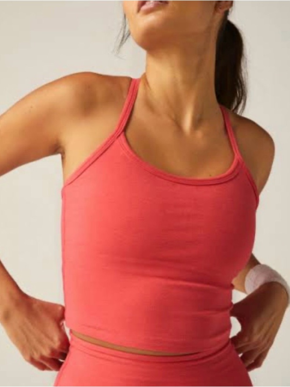 Beyond Yoga Spacedy Slim Racerback Cropped Tank Coral